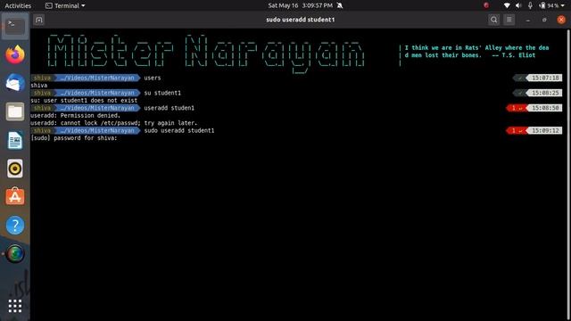 Linux Terminal Commands | Foundation Course | Part 2 ( su, useradd, sudo, passwd, userdel ) смотреть онлайн