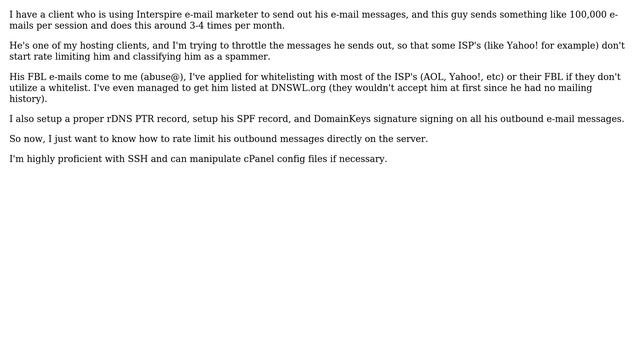 DevOps & SysAdmins: Rate Limiting Outbound E-mail Message on a WHM/cPanel/Exim/CentOS 5 system. . смотреть онлайн