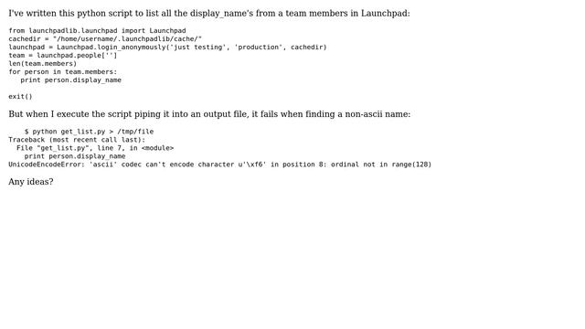 Ubuntu: non-ascii fields in list of all members in launchpad team using the launchpadapi? смотреть онлайн