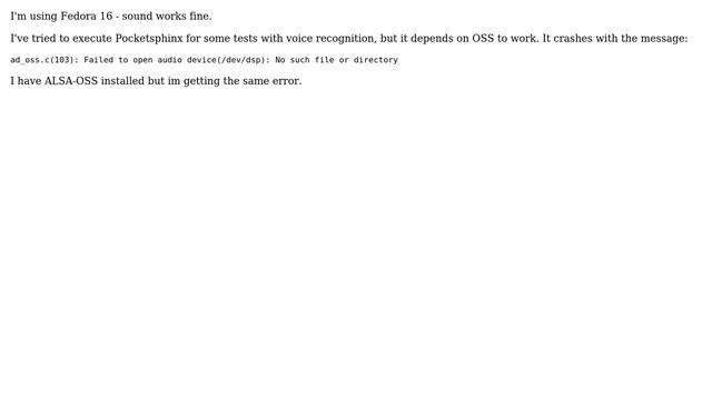ALSA-OSS installed , no dev/dsp found смотреть онлайн
