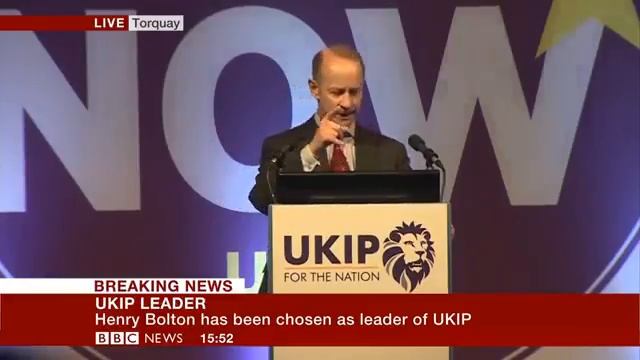 2017 Conferences  UKIP, Henry Bolton announced as new party leader 29Sept17