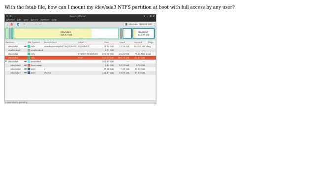 With fstab, how do I automatically mount an NTFS partition with full permissions for every user? смотреть онлайн