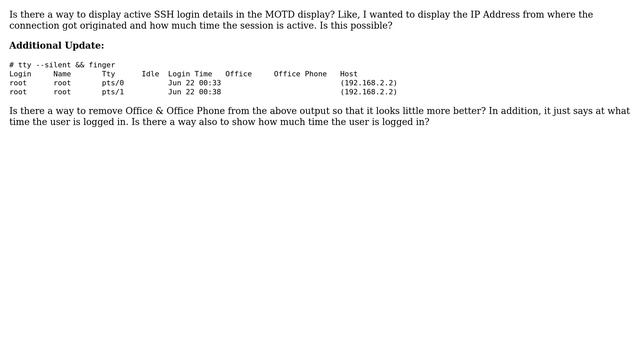 Unix & Linux: Is there a way to create an MOTD with login details? смотреть онлайн