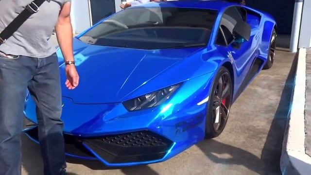 Chrome Blue Lamborghini Huracan Cars and Coffee смотреть онлайн
