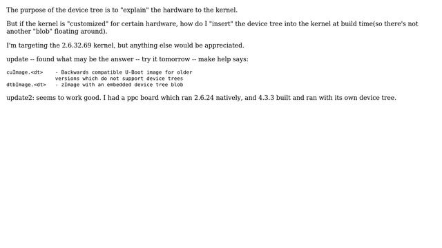 Unix & Linux: How do I include the device tree with my kernel? смотреть онлайн