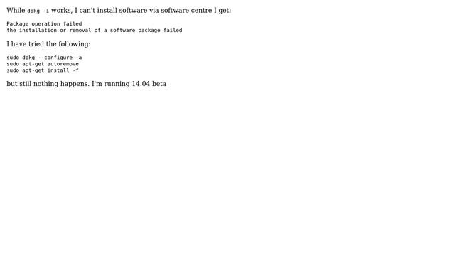 Ubuntu: Unable to install software using software center: package removal failed error смотреть онлайн