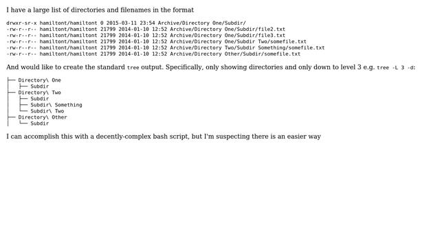 Unix & Linux: Create 'tree' output from list of files смотреть онлайн