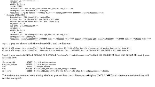 Radeon GPU not found after kernel upgraded to CentOS 7.5 - "[AMD/ATI] display unclaimed" смотреть онлайн