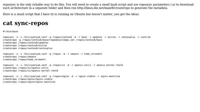 How can I mirror a yum repository but download only the newest versions of each package? смотреть онлайн