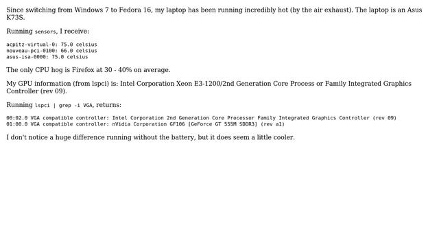 Laptop on Fedora 16 running hot смотреть онлайн