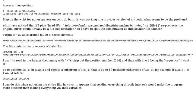/usr/bin/awk: Argument list too long смотреть онлайн