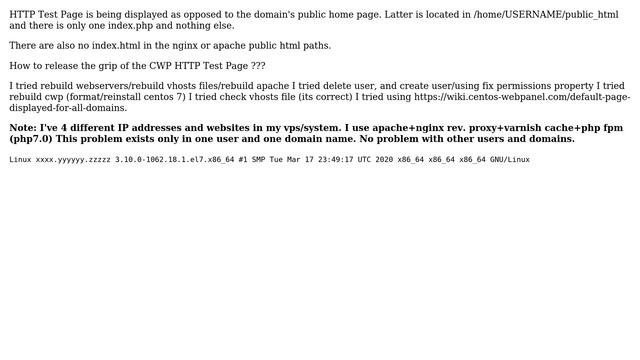 Default Page Displayed for One User (No Problem with Other Users/Domains) - Centos Web Panel -... смотреть онлайн
