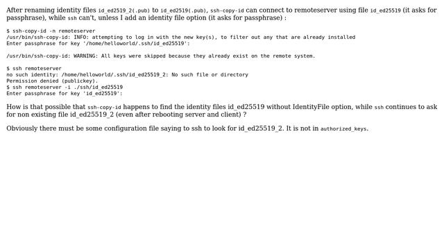 Why ssh doesn't find identity file while ssh-copy-id does? смотреть онлайн