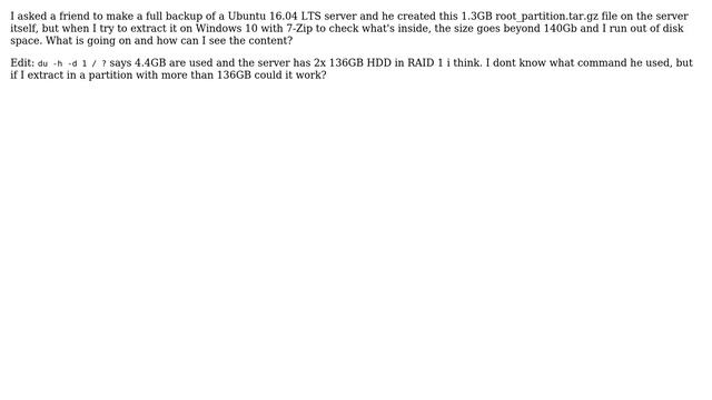 Unix & Linux: root_partition.tar.gz 1.3GB -＞ 140GB+ when unzipped смотреть онлайн