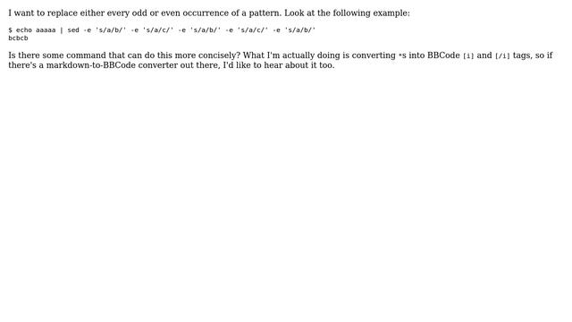 Unix & Linux: Replace Every Odd Or Even Occurrence Of A Pattern In A File