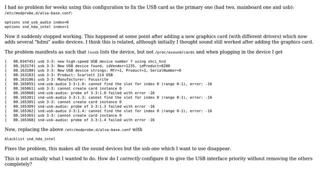 alsa audio device reordering: cannot find the slot for index 0 (range 0-1), error: -16 смотреть онлайн