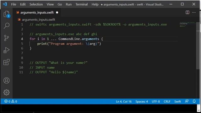 Swift - Program argument från kommandoraden och input via tangentbordet (med Windows i denna video) смотреть онлайн