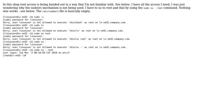 Unix & Linux: sudoers file not being used смотреть онлайн