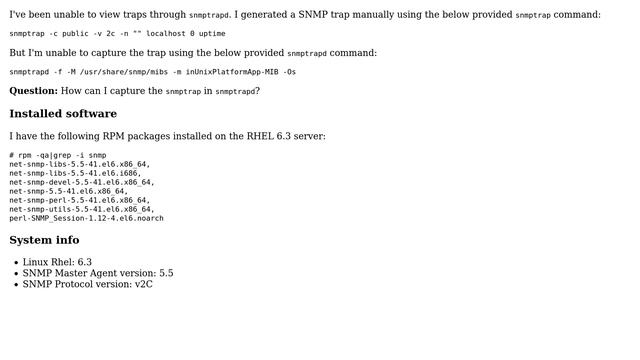 Unix & Linux: Unable to view traps through snmptrad? (2 Solutions!!) смотреть онлайн
