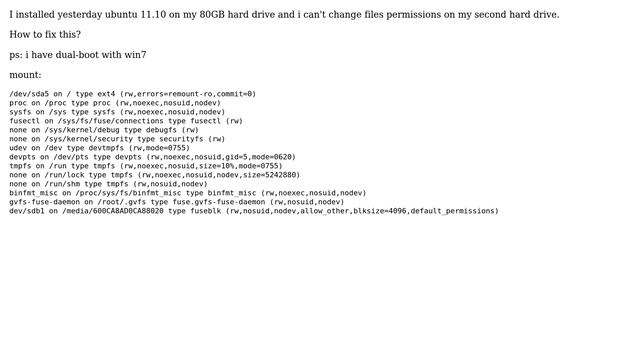 Ubuntu: How to change files permissions from a different hard drive? смотреть онлайн
