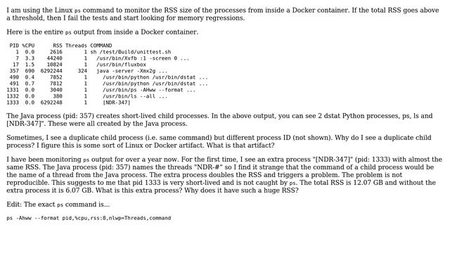 Linux duplicate and extra processes in ps output смотреть онлайн