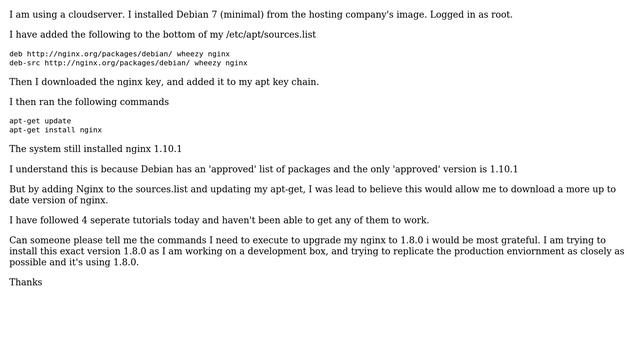 Unix & Linux: How can I install Nginx 1.8.0 on SMP Debian 7 (3.2.81-1)? смотреть онлайн