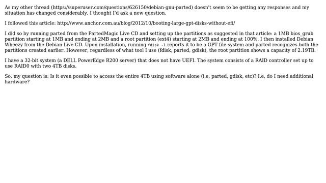 Unix & Linux: Using GPT but still restricted by the 2.2TB limit смотреть онлайн