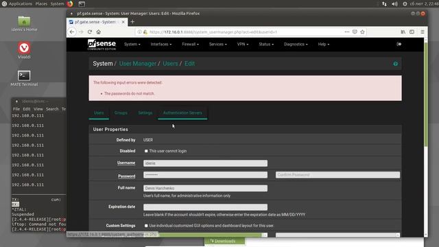 User Management в pfSense CE 2.4.4 смотреть онлайн