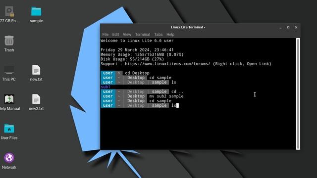 mv command in Linux terminal - moves files and directories смотреть онлайн