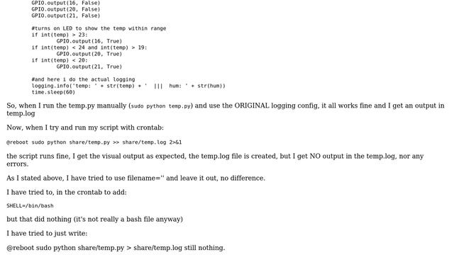 Raspberry Pi: logging data when using crontab смотреть онлайн