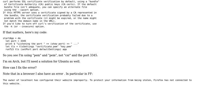 Unix & Linux: Unable to use a self-signed certif. on localhost смотреть онлайн