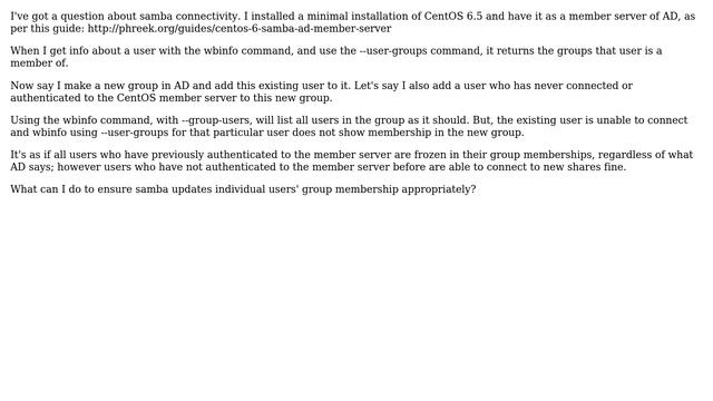 Samba 3.6.9 on CentOS 6.5 existing user unable to connect to new share смотреть онлайн