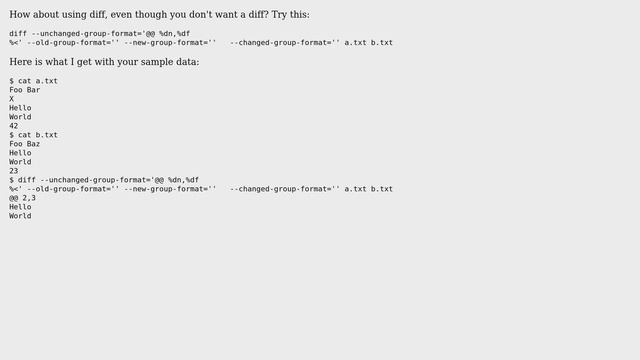 Unix & Linux: Output the common lines (similarities) of two text files (the opposite of diff)? смотреть онлайн