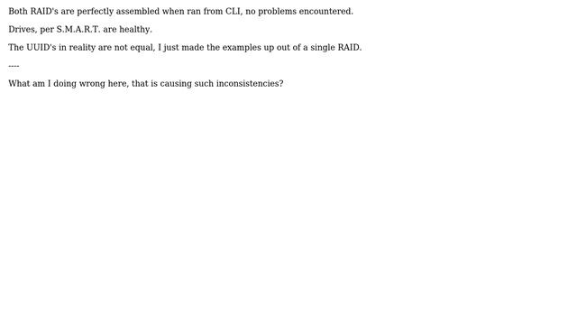 Unix & Linux: mdadm inconsistencies when run programmatically смотреть онлайн