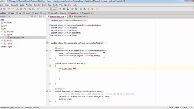 Android Studio : Basic App - Adding 2 numbers смотреть онлайн