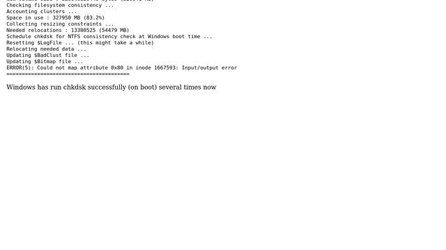 Can't shrink Windows Boot NTFS disk: ERROR(5): Could not map attribute 0x80 in inode,... смотреть онлайн