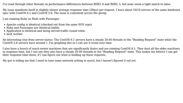 apache/httpd responds slower under EL6.1 than EL5.6 (CentOS) (2 Solutions!!) смотреть онлайн