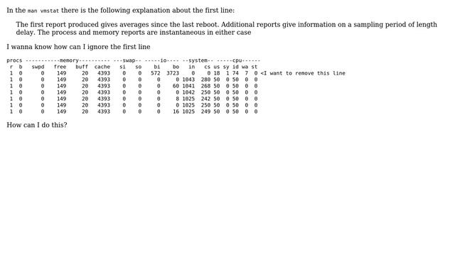 Unix & Linux: How to remove the average from vmstat? смотреть онлайн