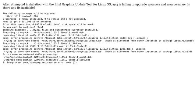 Intel Graphics - Conflicting libcairo2 package смотреть онлайн