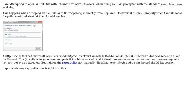 Unix & Linux: Opening \*.svg with IE9 raises 'Open, Save As' dialog смотреть онлайн