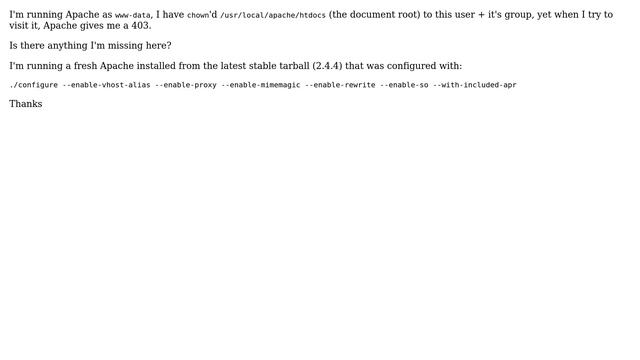 DevOps & SysAdmins: Apache gives 403: Forbidden despite permissions (seemingly) being correct смотреть онлайн
