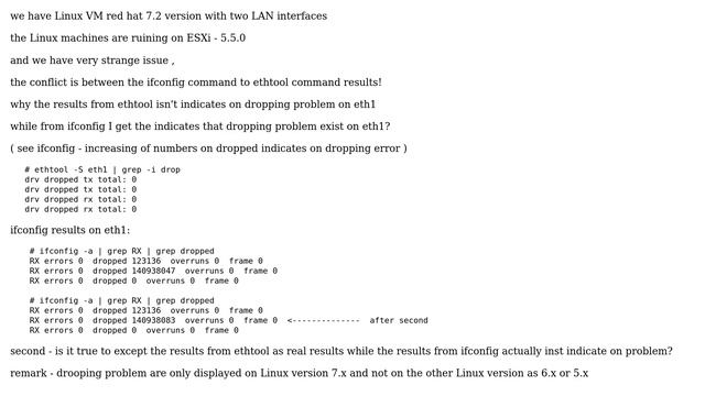 Linux + why dropping issue displayed from ifconfig but not from ethtool? смотреть онлайн