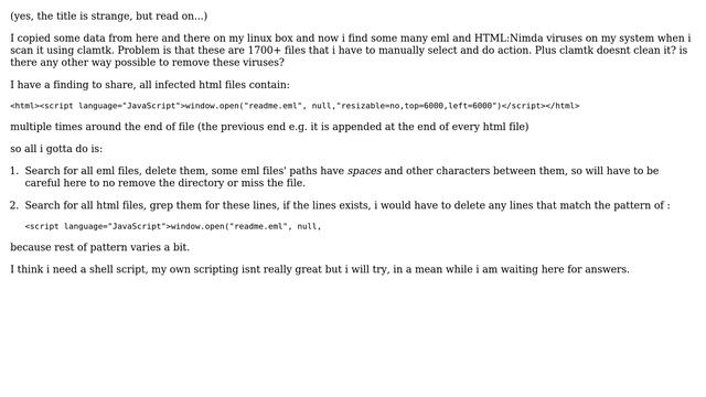 DevOps & SysAdmins: Remove eml and HTML:Nimda viruses from my Linux machine (2 Solutions!!) смотреть онлайн