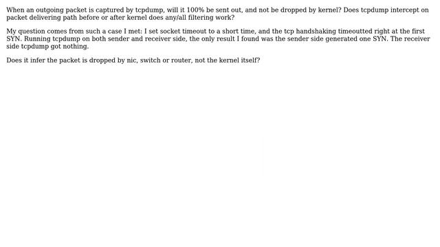 Unix & Linux: Can kernel drop an outgoing packet which has been captured by tcpdump? смотреть онлайн
