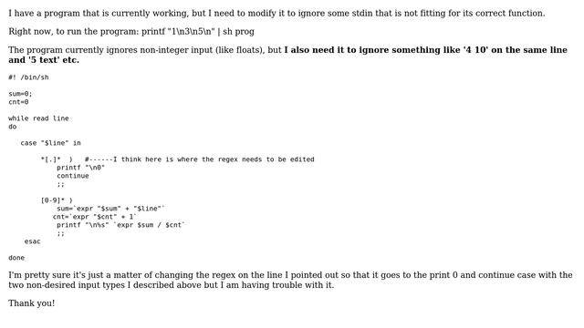 Unix & Linux: Bourne shell: ignoring certain kinds of stdin смотреть онлайн