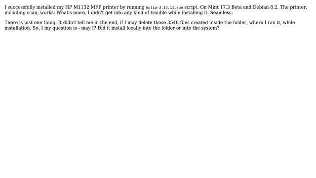May I delete all the files created by HPLIP installer after successful installation? смотреть онлайн