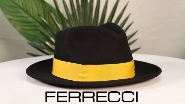 Ferrecci 100% Australian Wool Black/Gold Crushable Fedora Hat смотреть онлайн
