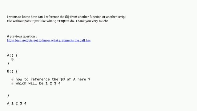 Unix: How to referencing $@ without pass it in bash function? смотреть онлайн