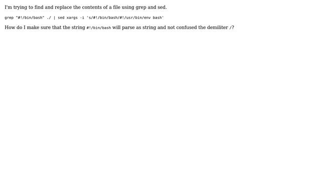 grep and search and replace in linux accepting parameters with / смотреть онлайн