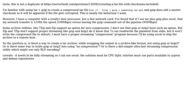 How to create a tar file with checksums, but without compression? смотреть онлайн